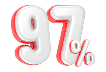Fototapete - 3d rendering Number 97 Percent isolated