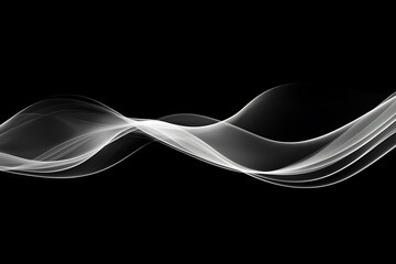 Poster - Abstract white wave flowing on black background.
