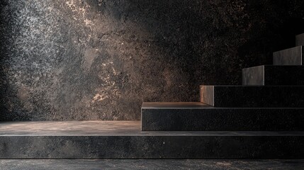 Poster - Dramatic Industrial Background with Dark Textured Surfaces and Steps