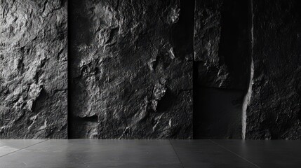 Poster - Dramatic Industrial Background with Dark Texture and Rock Wall for Creative Projects