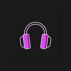 Wall Mural - Filled outline Headphones icon isolated on black background. Earphones. Concept for listening to music, service, communication and operator. Flat filled outline style with shadow. Vector