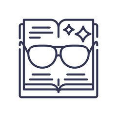 Wall Mural - open book with glasses symbolizes knowledge and insight.