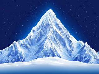 Wall Mural - An ice-covered mountain peak at night that seems to glow from moonlight.