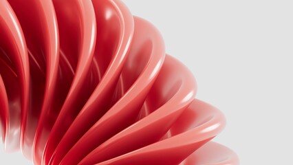 Poster - Abstract 3D background with red wavy lines in a minimalist style, smooth texture, modern design for banners, presentations, backgrounds, and advertising. Geometric shapes on a light background.