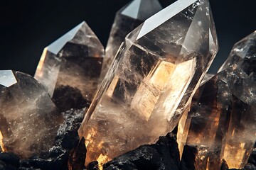 Poster - Close-up of smoky quartz crystals.
