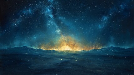 a deep, rich oil painting of a starry night sky, with the milky way stretching across the heavens. t