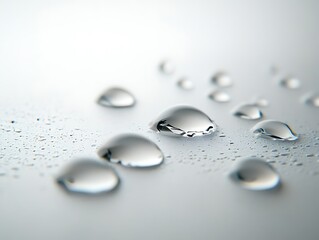 Poster - Close-up of water droplets on a smooth surface.
