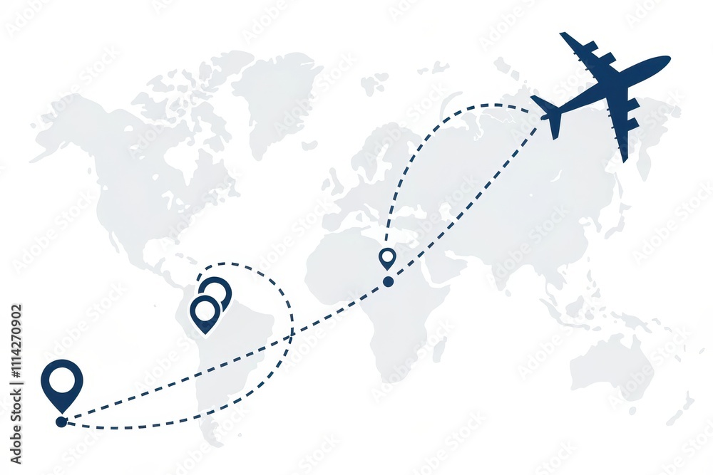 Global Airplane Flight Route Map Showing Multiple Destinations Stock ...