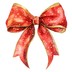 Festive christmas bow decoration vibrant red design clipart style glitter polka dots creative holiday ornament concept