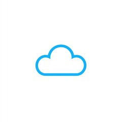 Poster - Simple blue outline cloud icon on white background.