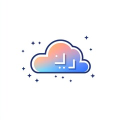 Poster - Colorful cloud icon with subtle sparkles.