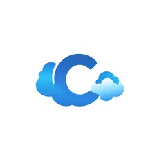 Poster - Blue letter C logo with clouds.