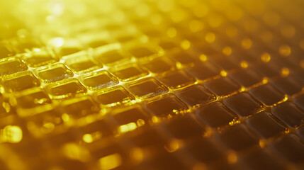 Poster - Textured abstract background in warm golden tones with reflective surfaces and grid patterns for creative and artistic projects