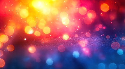 Poster - Vibrant Bokeh Background with Festive Colors. This vibrant bokeh background showcases a mix of warm and cool colors, creating a festive and celebratory mood.