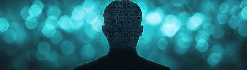 Poster - Health warning report. Silhouette against a blue bokeh background