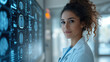 © Lightflow Vision  - Doctor analyzing brain scans in smart hospital room
