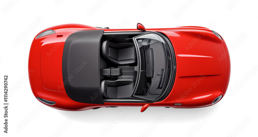 Red Convertible Sports Car Top View Isolated on Transparent Background ...