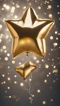 Gold star balloon for party and celebration vertical