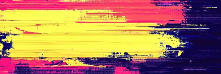 Fototapete - Abstract vibrant glitch code error colors in yellow, pink, and blue dynamic background