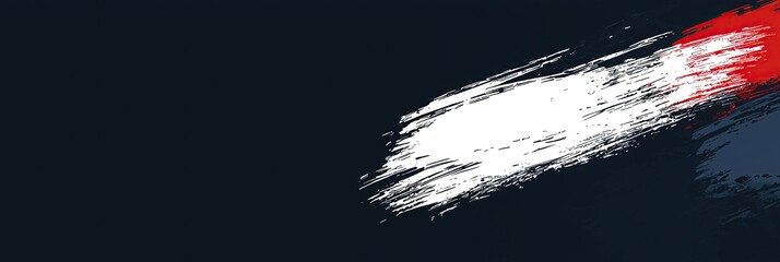 Fototapete - Bold abstract brushstroke design in white, red, and blue on dark background