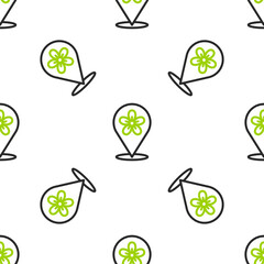 Poster - line location with flower icon isolated seamless pattern on white background. vector