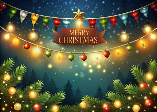 Merry Christmas Tree light background blue And Happy New Year