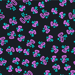 Poster - Line Gold coin money icon isolated seamless pattern on black background. Banking currency sign. Cash symbol. Vector