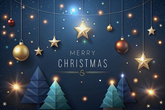 Star with Merry Christmas And Happy New Year background.