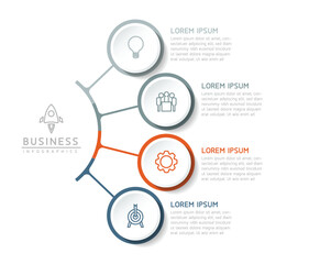 Fototapete - Vector infographic business presentation template with circular interconnection with 4 options.