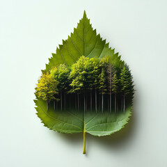 Wall Mural - green leaf with the tree on natural bokeh background. save the earth concept