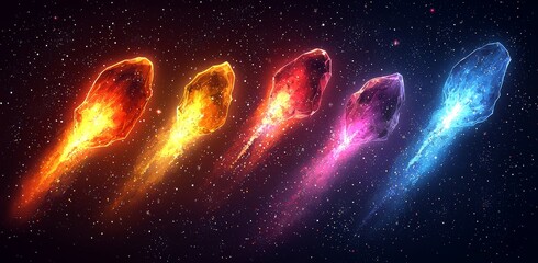 Wall Mural - the glowing track of falling comets, asteroids, or meteors. a modern, realistic portrayal of earth's