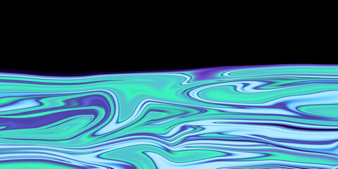 Leinwandbilder - Abstract, liquid-like texture with flowing, swirling patterns in vibrant blue and green hues. Dark background with bright, iridescent highlights.