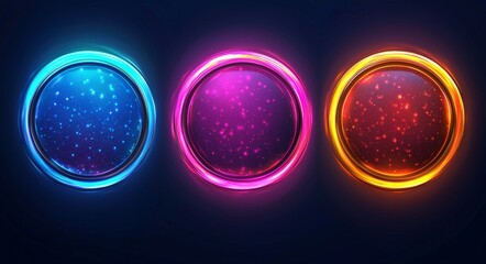 Wall Mural - a dark night sky background showcases the total and partial eclipse of the sun, enhanced by neon glo
