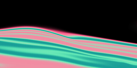 Leinwandbilder - Abstract, wavy pattern with vibrant pink and green colors, resembling flowing liquid or draped fabric. Dark background with subtle highlights.