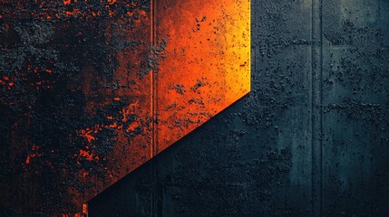 Poster - Moody and Bold Rugged Texture Scene with Dark Elements and Vibrant Orange Highlights