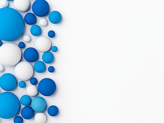 Poster - An abstract composition with floating spheres in different shades of blue and white.