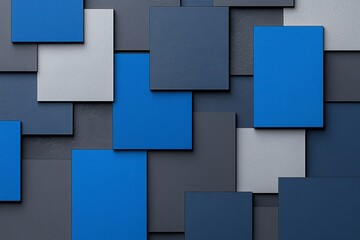 Poster - An abstract geometric pattern in blue and gray tones, adding depth and texture.