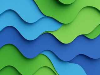 Poster - A design with abstract geometric shapes in varying tones of blue and green.