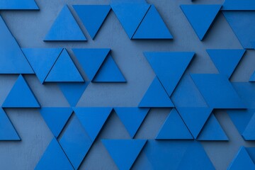 Poster - A textured design showcasing an abstract geometric pattern with blue triangles.