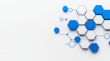 Poster - An abstract pattern of hexagons in blue and white tones, depicting technology.