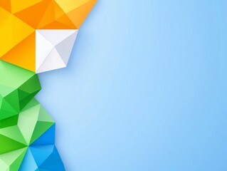 Poster - A contemporary design composed of green and blue abstract geometric forms.