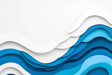 Poster - An abstract design with layered elements featuring smooth curves in different shades of blue and white.