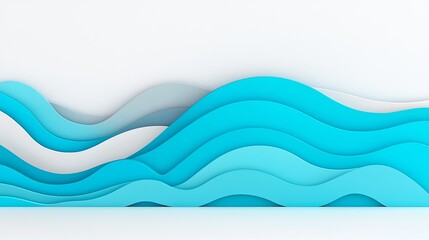 Poster - Abstract waves in layers of teal and gray evoke a tranquil atmosphere.