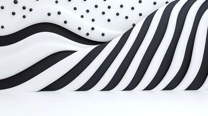 Poster - Swirling dots in an abstract black and white design create a lively pattern.