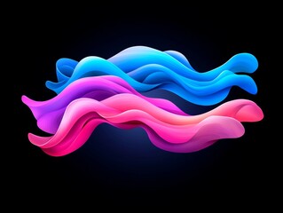 Poster - Vibrant, swirling shapes with smooth transitions and gradients against a dark backdrop.