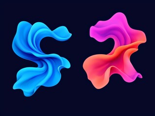 Poster - Colorful, flowing shapes with gradient blends set against a dark canvas.