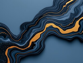 Poster - An abstract cosmic pattern featuring dark waves and golden highlights.