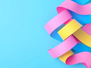 Poster - Vividly colored, swirling ribbons form a lively visual movement.