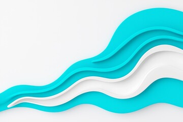 Poster - Gentle waves of soft fabric in teal and white hues.