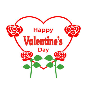 vector silhouette of a Valentine's Day typography Design in a heart shape with rose flowers isolated on a transparent background